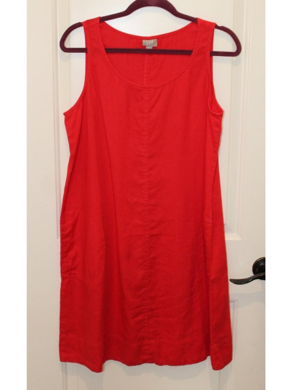 J. Jill M Petite Linen Sleeveless Shift Dress in Bright Pink